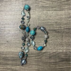 Matching Necklace & Bracelet Glass,Stone,Metal beads